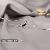 925 Silver Necklace Round Rectangle Choker Birthday Gift