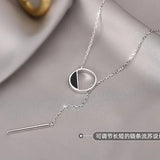 925 Silver Necklace Round Rectangle Choker Birthday Gift
