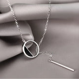 925 Silver Necklace Round Rectangle Choker Birthday Gift
