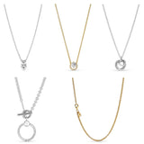 925 Silver Pan Mother?s Moments O Pendant Double Heart Sparkling Collier