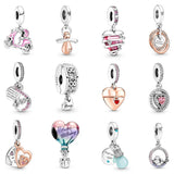 Sterling Silver Pan Mum Infinity Pav Double Dangle Charms