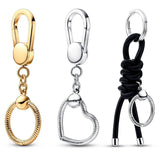 925 Silver Moments Small Heart Bag Charm Holder Fabric Key Ring