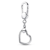 925 Silver Moments Small Heart Bag Charm Holder Fabric Key Ring