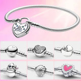 925 Silver Padlock Castle Bracelet - Fits Original Charm Jewelry