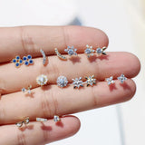 925 Silver Mini Sun & Flowers Stud Earrings