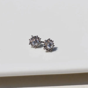 925 Silver Mini Sun & Flowers Stud Earrings