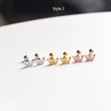 925 Sterling Silver Zircon Crown Stud Earrings