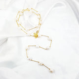 Baroque Freshwater Pearl Bead Necklace 18KGP Long Link