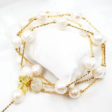Baroque Freshwater Pearl Bead Necklace 18KGP Long Link