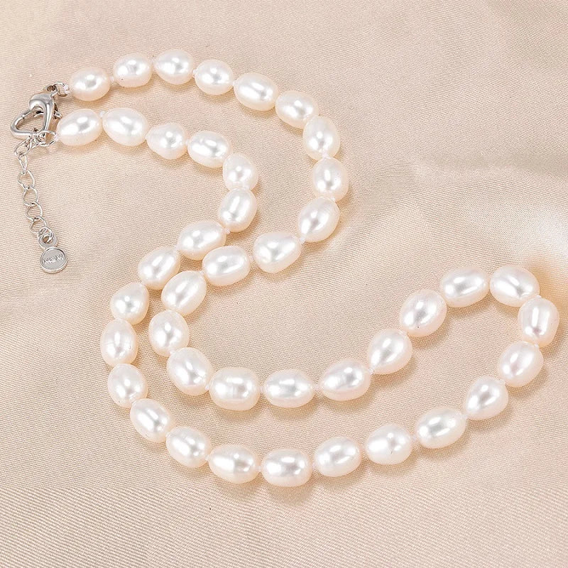 AAAA 7-8mm Freshwater Pearl Necklace, 925 Silver Pink Purple Jewelry