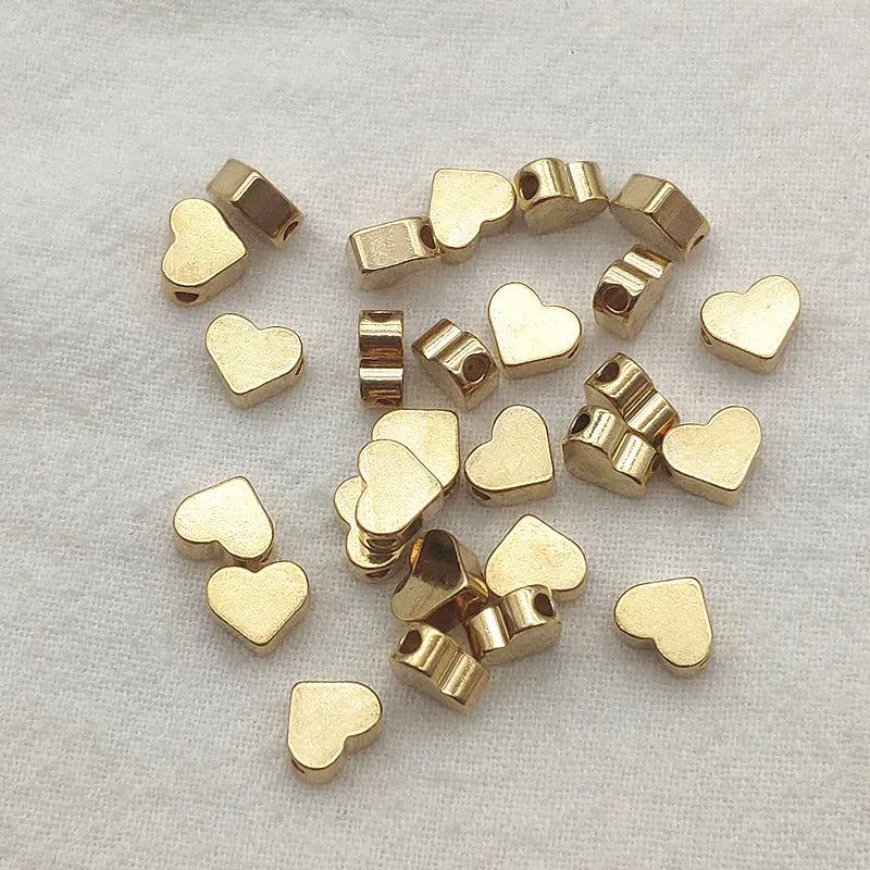 100pcs Brass Heart Interval Beads/Charm DIY Jewelry Findings