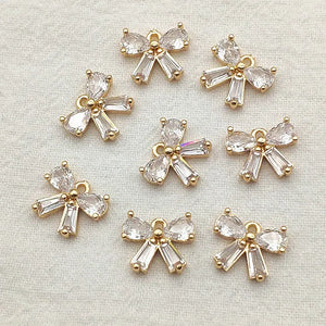 CZ Pendant Bows Charm for DIY Jewelry, 50pcs