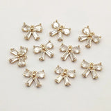 CZ Pendant Bows Charm for DIY Jewelry, 50pcs