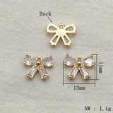 CZ Pendant Bows Charm for DIY Jewelry, 50pcs
