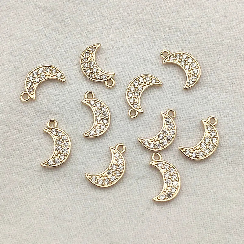 CZ Pendant Moon Charm 50pcs Jewelry Findings
