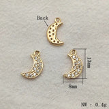 CZ Pendant Moon Charm 50pcs Jewelry Findings