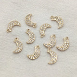 CZ Pendant Moon Charm 50pcs Jewelry Findings