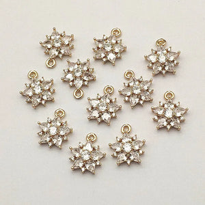 50pcs CZ Flower Charm For Earring Necklace DIY Jewelry Findings