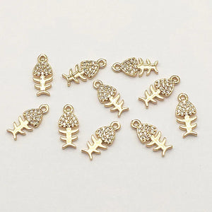 Cubic Zirconia Fish Charm for Necklace Earring DIY Parts