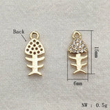 Cubic Zirconia Fish Charm for Necklace Earring DIY Parts
