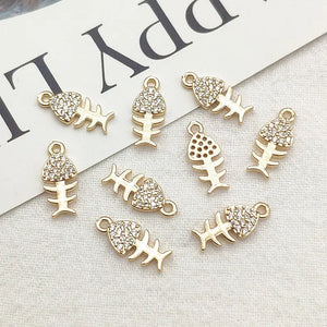 Cubic Zirconia Fish Charm for Necklace Earring DIY Parts