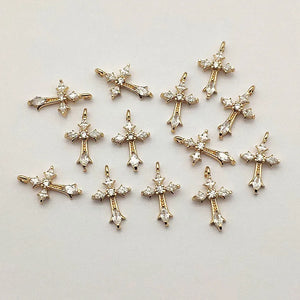 50pcs CZ Pendant Cross Charm for DIY Earrings Necklace