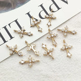 50pcs CZ Pendant Cross Charm for DIY Earrings Necklace