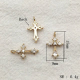 50pcs CZ Pendant Cross Charm for DIY Earrings Necklace