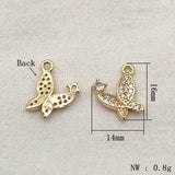 Butterfly Charm Cubic Zirconia DIY Jewelry Findings 50pcs