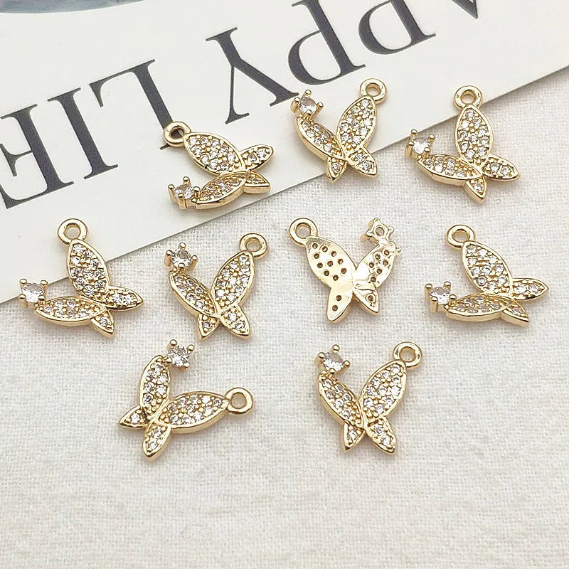 Butterfly Charm Cubic Zirconia DIY Jewelry Findings 50pcs