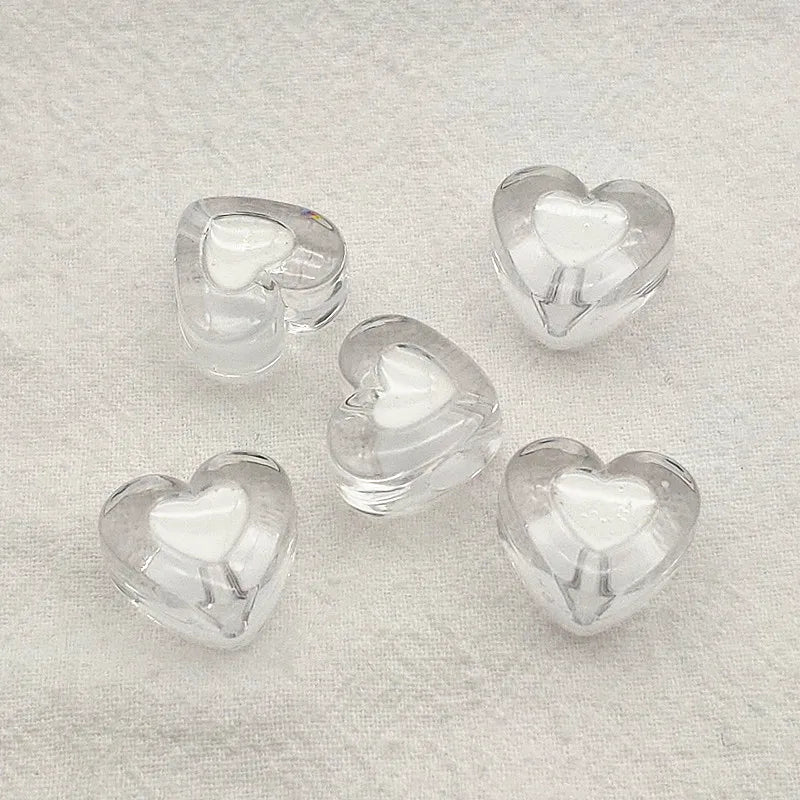 Acrylic Heart Beads 250pcs Clear DIY Parts