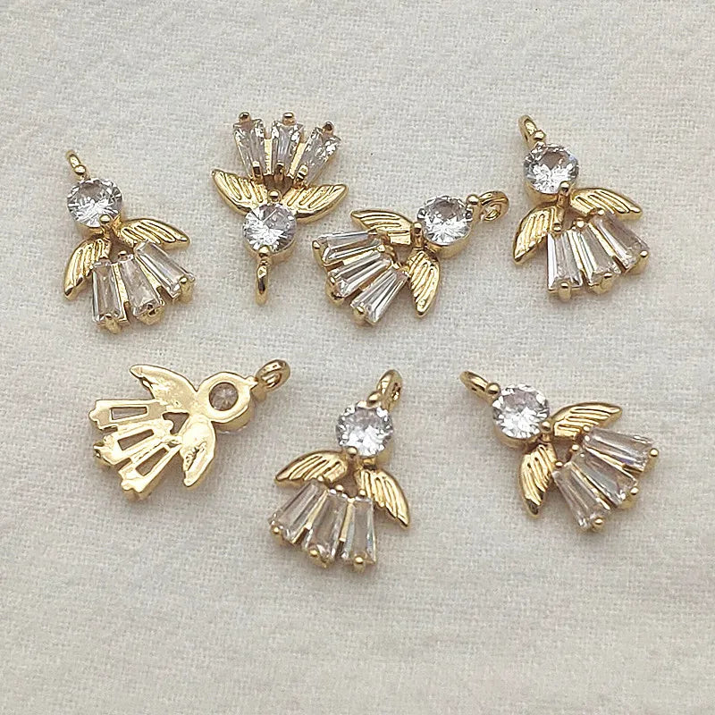 Cubic Zirconia Feather Charm Jewelry Findings 50pcs