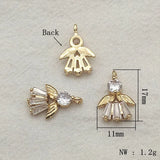 Cubic Zirconia Feather Charm Jewelry Findings 50pcs