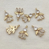 Cubic Zirconia Feather Charm Jewelry Findings 50pcs