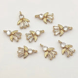 Cubic Zirconia Feather Charm Jewelry Findings 50pcs