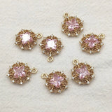 CZ Round Charm 17x14mm 50pcs for Necklace/Earrings DIY