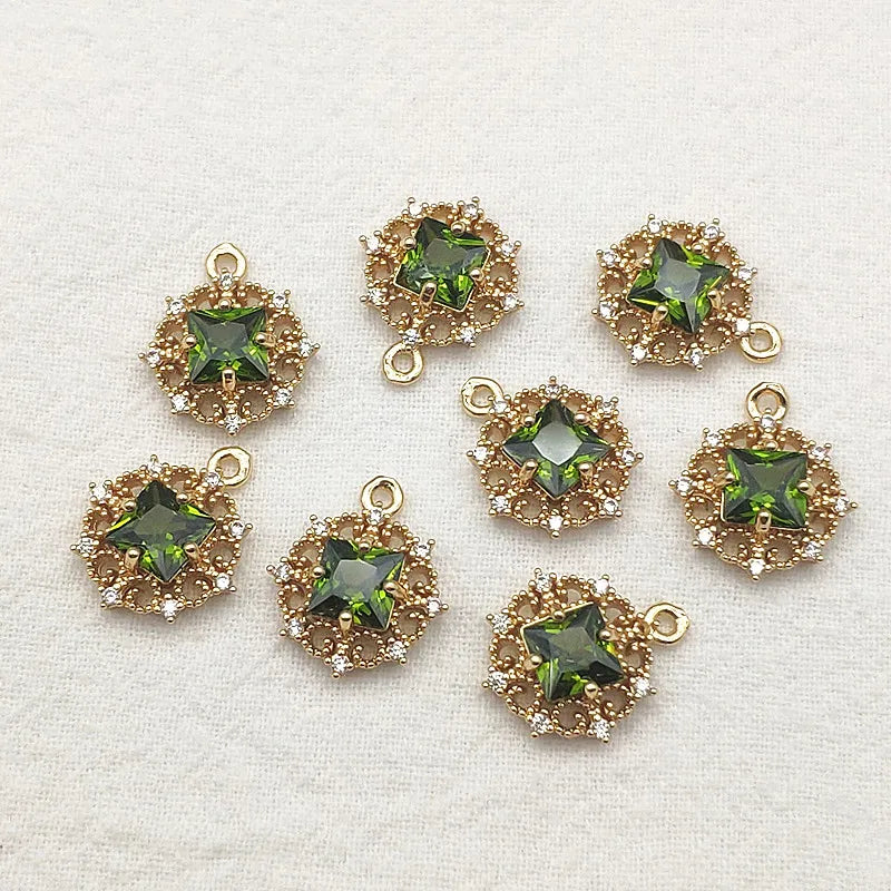 CZ Round Charm 17x14mm 50pcs for Necklace/Earrings DIY