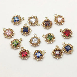 CZ Round Charm 17x14mm 50pcs for Necklace/Earrings DIY