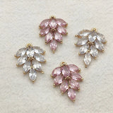 CZ Feather Charm For Necklace/Earrings DIY, 30pcs