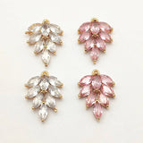 CZ Feather Charm For Necklace/Earrings DIY, 30pcs