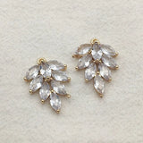 CZ Feather Charm For Necklace/Earrings DIY, 30pcs