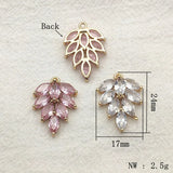 CZ Feather Charm For Necklace/Earrings DIY, 30pcs