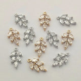 Feather Charm Cubic Zirconia for DIY Jewelry, 50pcs