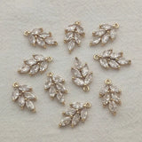Feather Charm Cubic Zirconia for DIY Jewelry, 50pcs