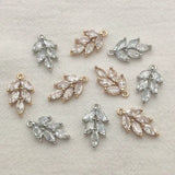 Feather Charm Cubic Zirconia for DIY Jewelry, 50pcs