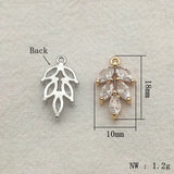 Feather Charm Cubic Zirconia for DIY Jewelry, 50pcs