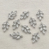 Feather Charm Cubic Zirconia for DIY Jewelry, 50pcs