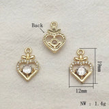 50pcs Cubic Zirconia Heart Charm DIY Jewelry Findings