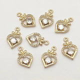 50pcs Cubic Zirconia Heart Charm DIY Jewelry Findings