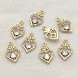 50pcs Cubic Zirconia Heart Charm DIY Jewelry Findings
